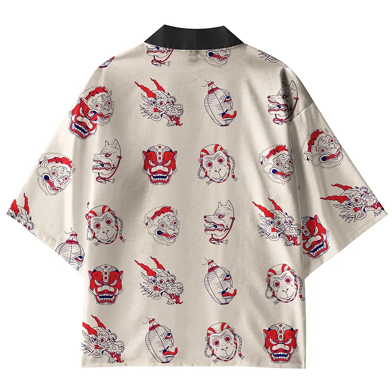 Tokyo-Tiger Animal Mask Kimono Cardigan