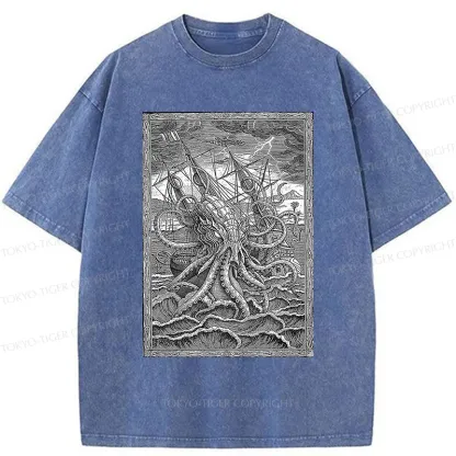 Tokyo-Tiger Octopus Attack Washed T-Shirt