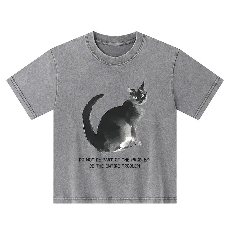 Tokyo-Tiger Funny Cat Be The Entire Problem Kids Washed T-Shirt