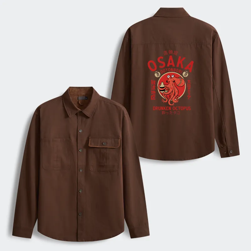 Tokyo-Tiger Drunken Octopus Japan Men's Corduroy Work Jacket