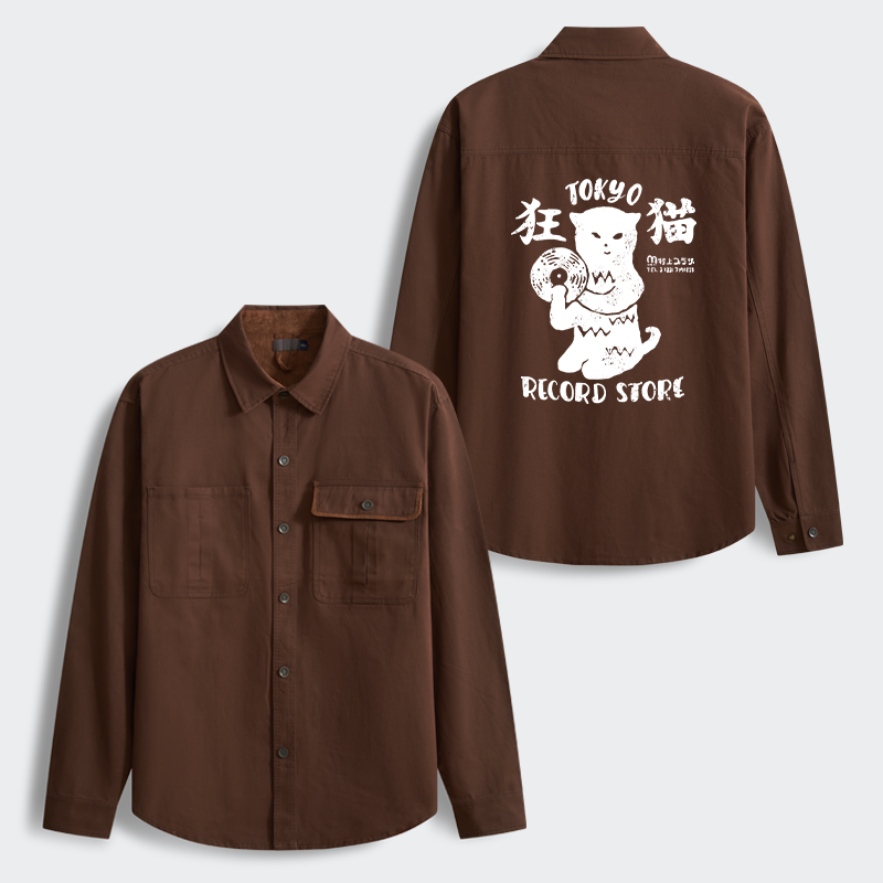 Tokyo-Tiger Tokyo Record Store Cat CD Men's Corduroy Work Jacket
