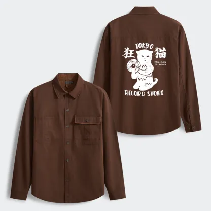 Tokyo-Tiger Tokyo Record Store Cat CD Men's Corduroy Work Jacket