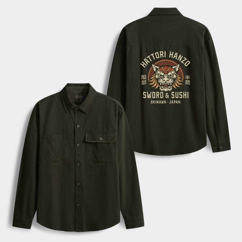 Tokyo-Tiger Hattori Lion Japanese Samurai Men's Corduroy Work Jacket