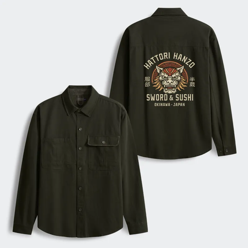 Tokyo-Tiger Hattori Lion Japanese Samurai Men's Corduroy Work Jacket