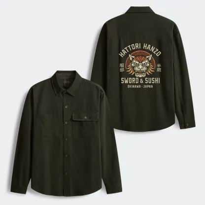 Tokyo-Tiger Hattori Lion Japanese Samurai Men's Corduroy Work Jacket