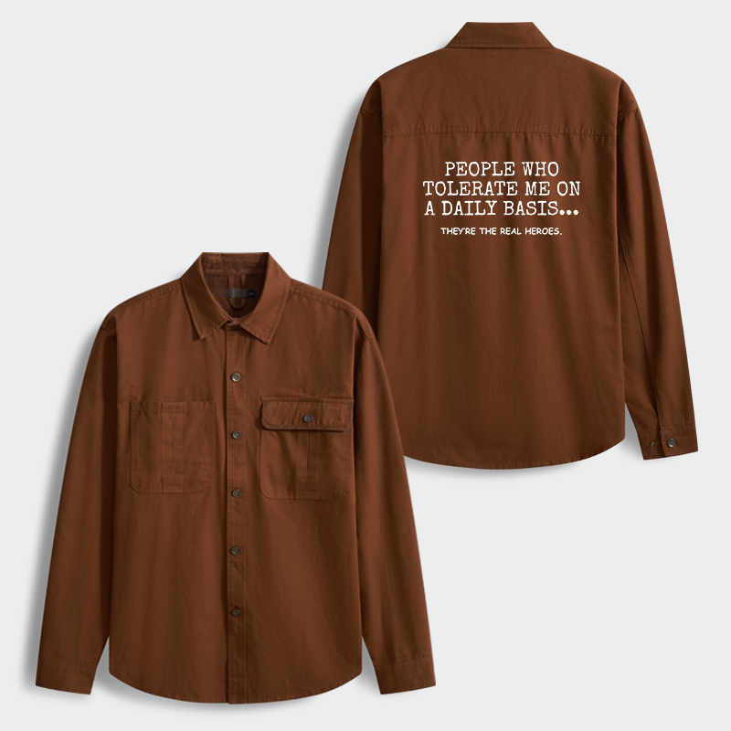Tokyo-Tiger Anyone Who Puts Up With Me Is A Hero Men's Corduroy Work Jacket