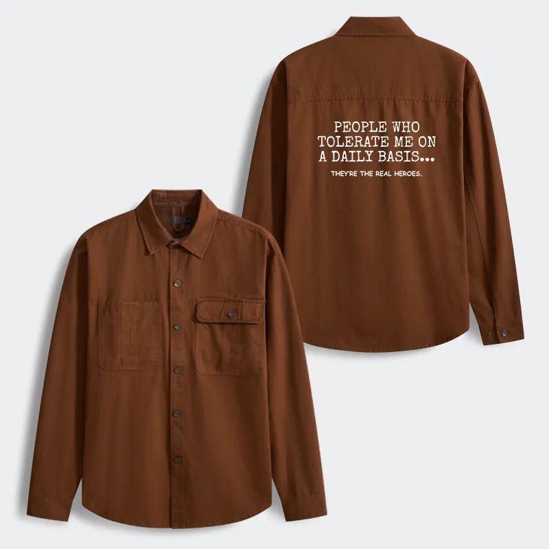 Tokyo-Tiger Anyone Who Puts Up With Me Is A Hero Men's Corduroy Work Jacket
