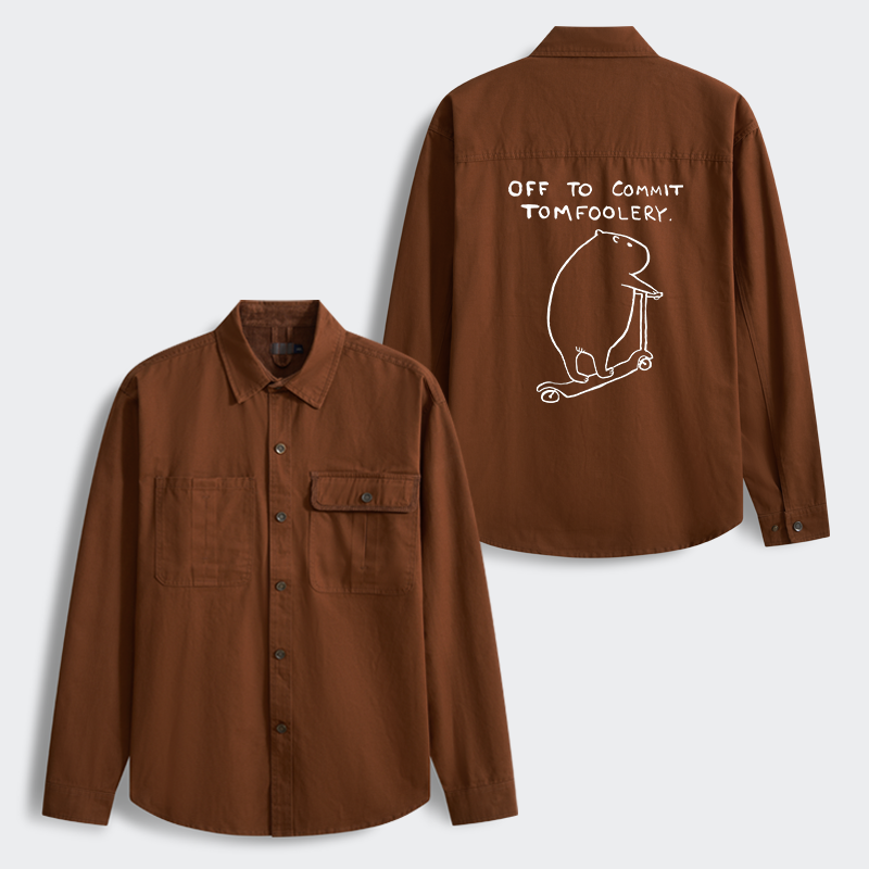 Tokyo-Tiger Capybara Is Ready To Do Something Bad Men's Corduroy Work Jacket