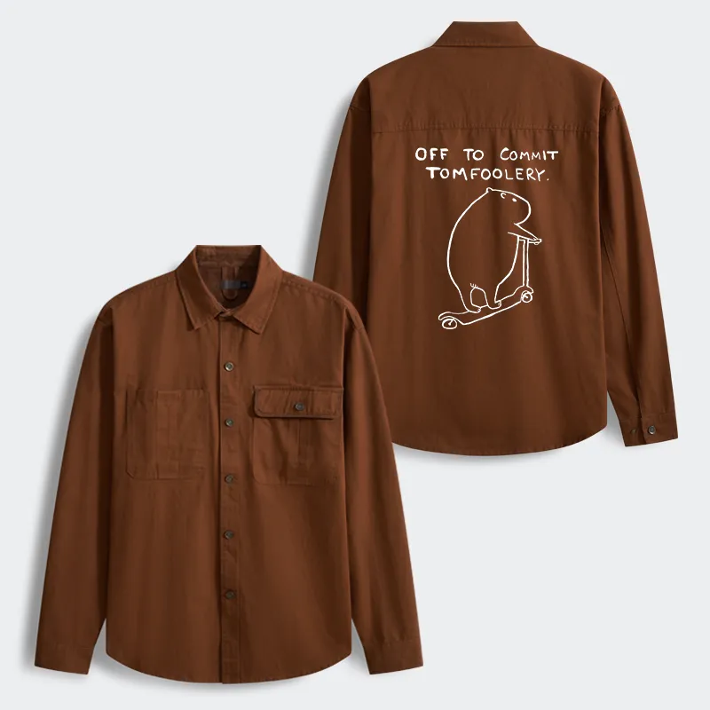 Tokyo-Tiger Capybara Is Ready To Do Something Bad Men's Corduroy Work Jacket