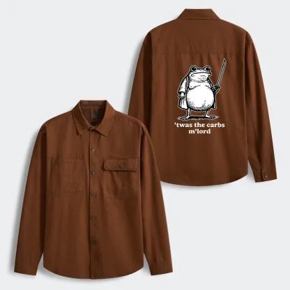 Tokyo-Tiger Funny Fat Samurai Frog Men's Corduroy Work Jacket