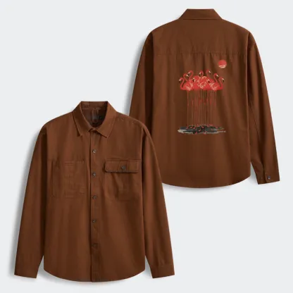Tokyo-Tiger Flamingos at Dusk Men's Corduroy Work Jacket