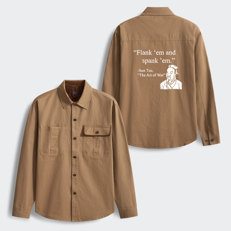 Tokyo-Tiger The Art Of War Funny Men's Corduroy Work Jacket