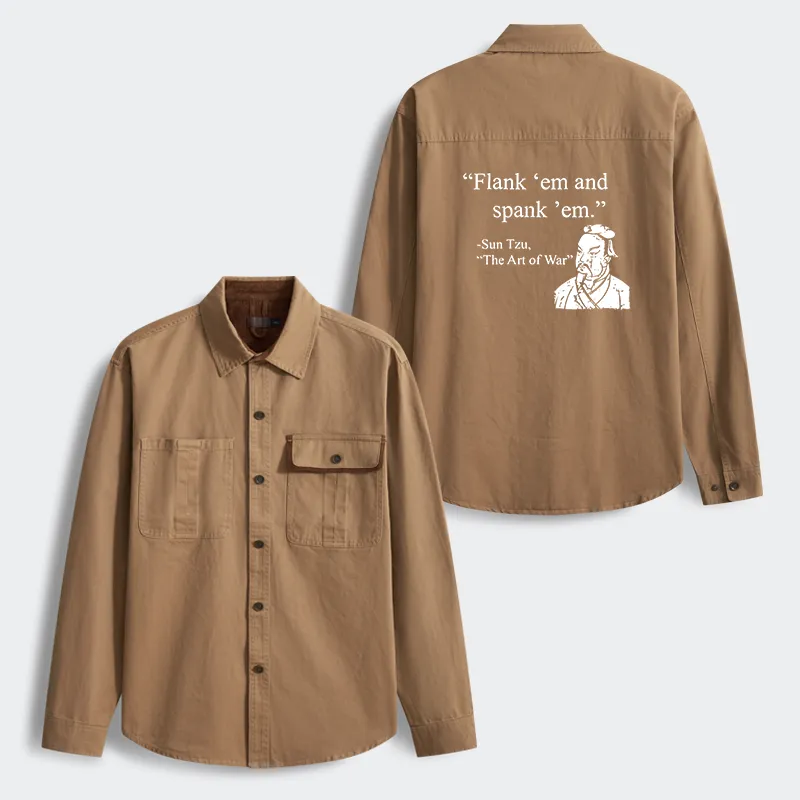 Tokyo-Tiger The Art Of War Funny Men's Corduroy Work Jacket
