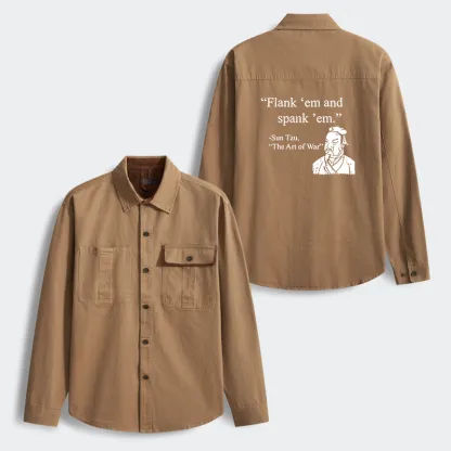 Tokyo-Tiger The Art Of War Funny Men's Corduroy Work Jacket