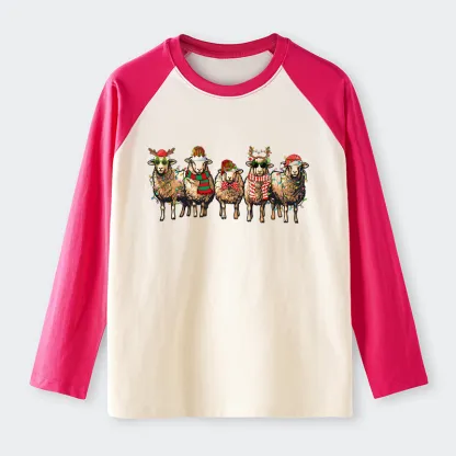 Tokyo-Tiger Christmas Sheep Raglan Long Sleeve T-shirt