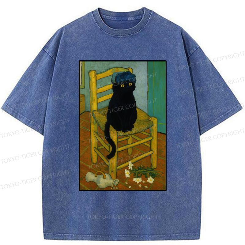 Tokyo-Tiger Black Cat or Van Gogh Washed T-Shirt