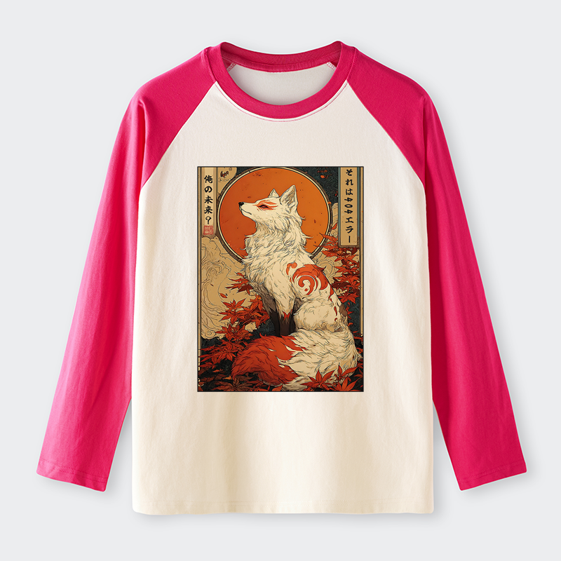 Tokyo-Tiger The Fox of Fates: A Tale of Nine Tails Raglan Long Sleeve T-shirt