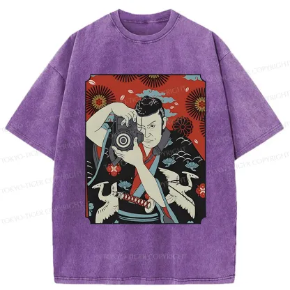 Tokyo-Tiger Samurai Is Taking Photos Washed T-Shirt