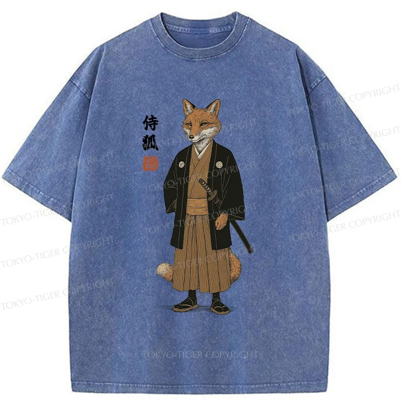 Tokyo-Tiger Fox Samurai Washed T-Shirt