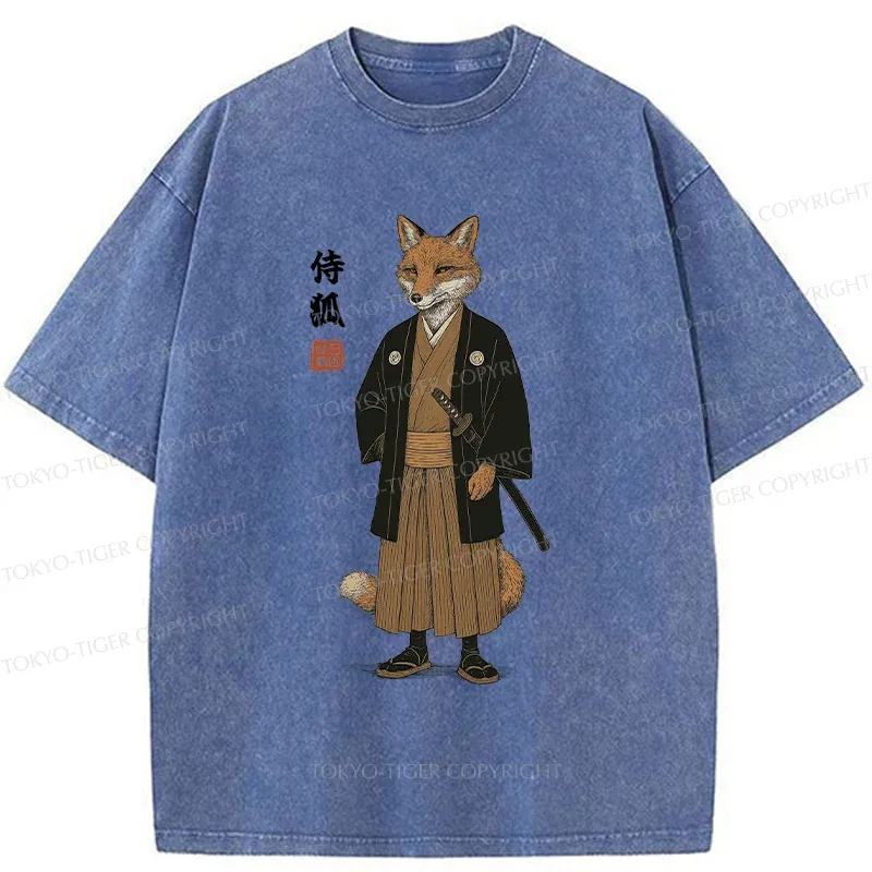 Tokyo-Tiger Fox Samurai Washed T-Shirt