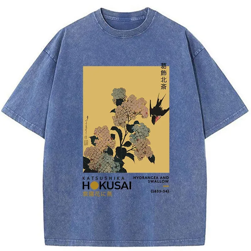 Tokyo-Tiger Japanese Traditional Flowers Washed T-Shirt