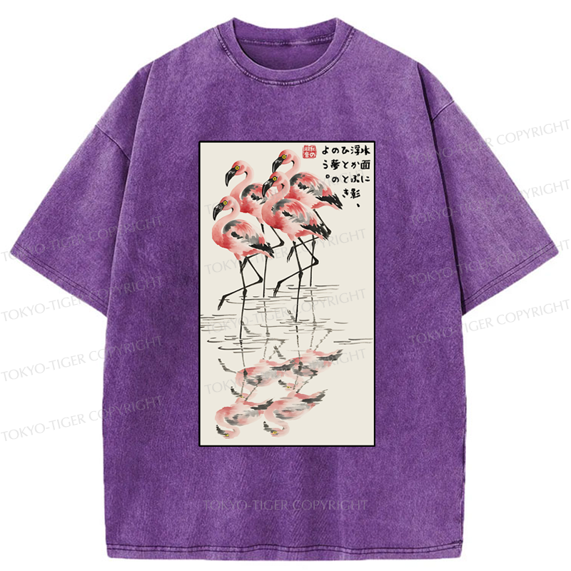 Tokyo-Tiger Flamingo's Grace Washed T-Shirt
