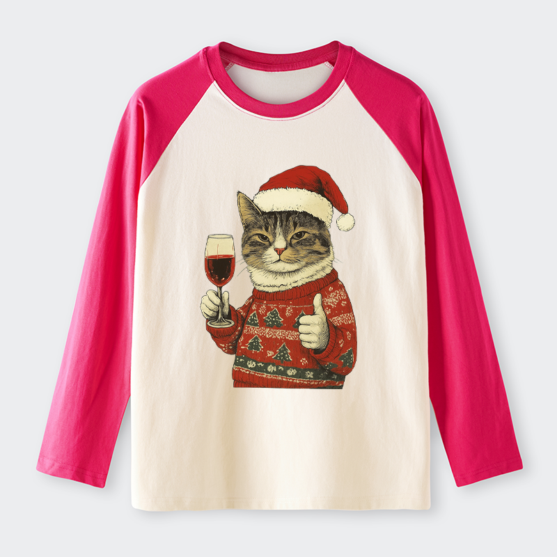 Tokyo-Tiger Christmas Cat Likes Raglan Long Sleeve T-shirt