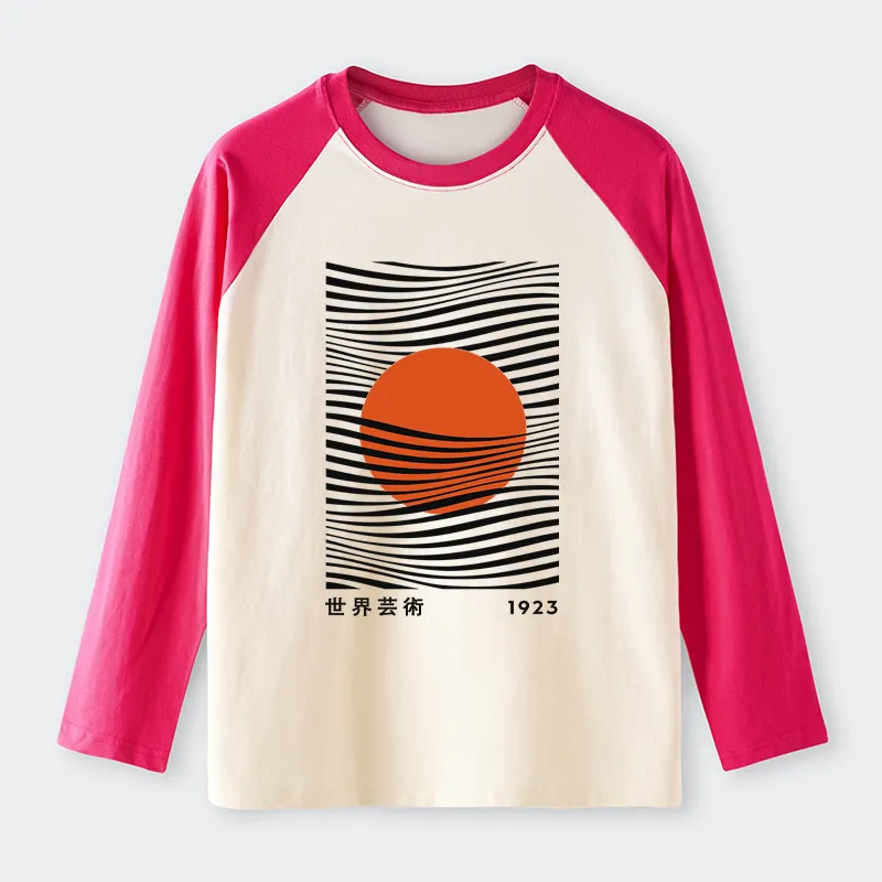 Tokyo-Tiger Minimalist Art Sun Raglan Long Sleeve T-shirt