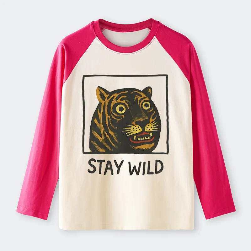 Tokyo-Tiger Silly And Cute Tiger Raglan Long Sleeve T-shirt