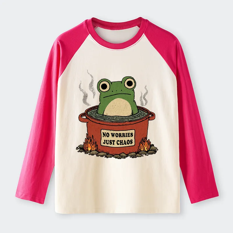 Tokyo-Tiger Frog：No Worries，Just Chaos Raglan Long Sleeve T-shirt