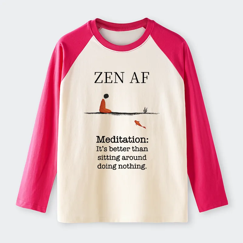 Tokyo-Tiger Zen Vibes Only: The Power of Meditation Raglan Long Sleeve T-shirt