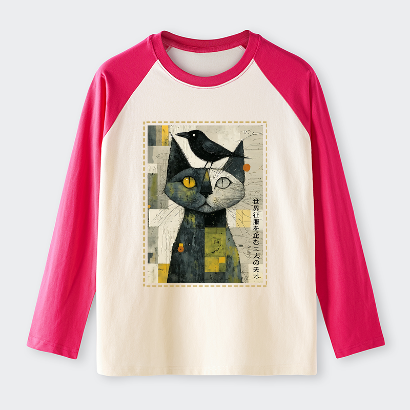 Tokyo-Tiger The Cat And The Crow Are Planning To Rule The World Raglan Long Sleeve T-shirt