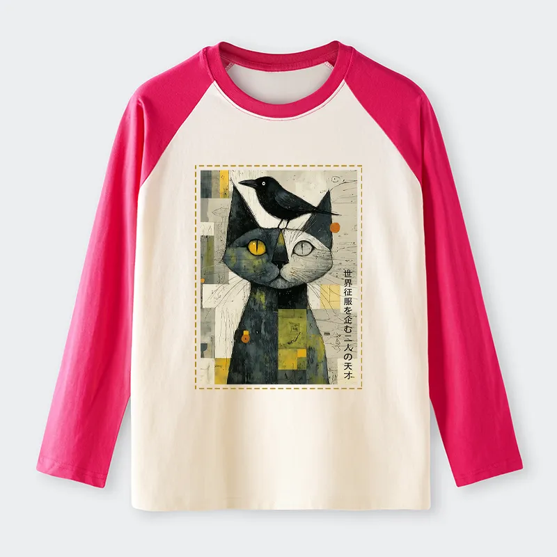 Tokyo-Tiger The Cat And The Crow Are Planning To Rule The World Raglan Long Sleeve T-shirt