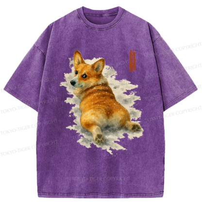 Tokyo-Tiger Corgi in the Snow Washed T-Shirt