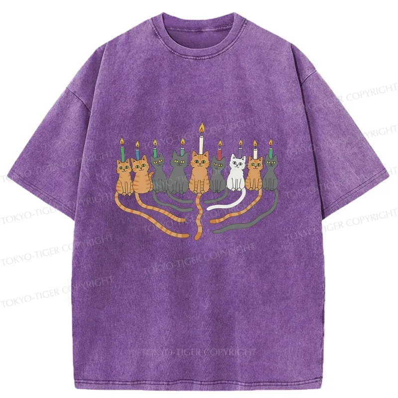 Tokyo-Tiger Hanukkah Cat Washed T-Shirt