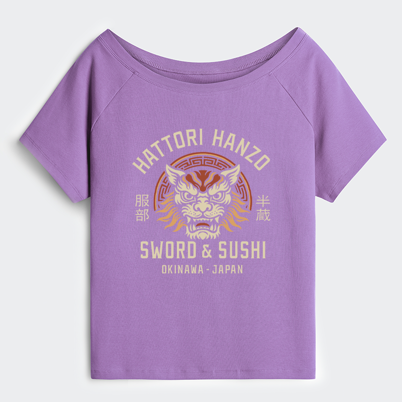 Tokyo-Tiger Hattori Lion Japanese Samurai Off Shoulder T-Shirt