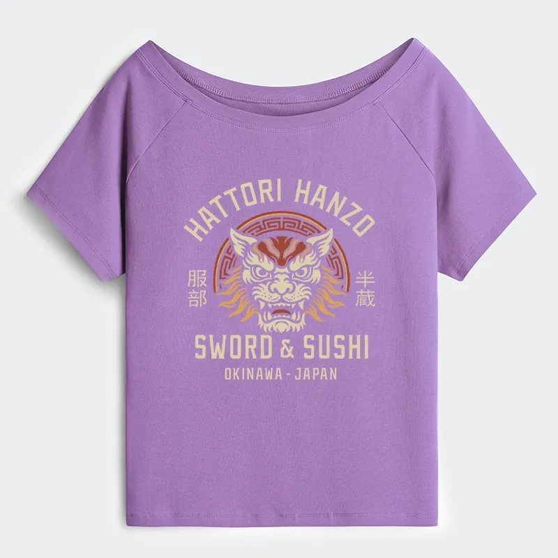 Tokyo-Tiger Hattori Lion Japanese Samurai Off Shoulder T-Shirt