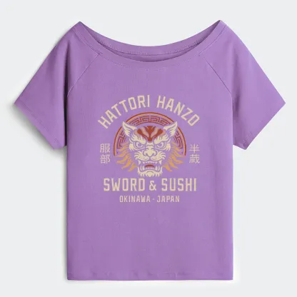 Tokyo-Tiger Hattori Lion Japanese Samurai Off Shoulder T-Shirt