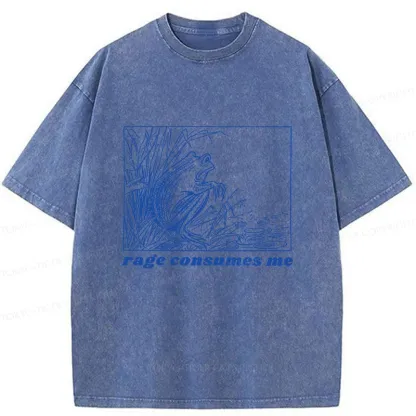 Tokyo-Tiger Rage Consumes Frog Washed T-Shirt