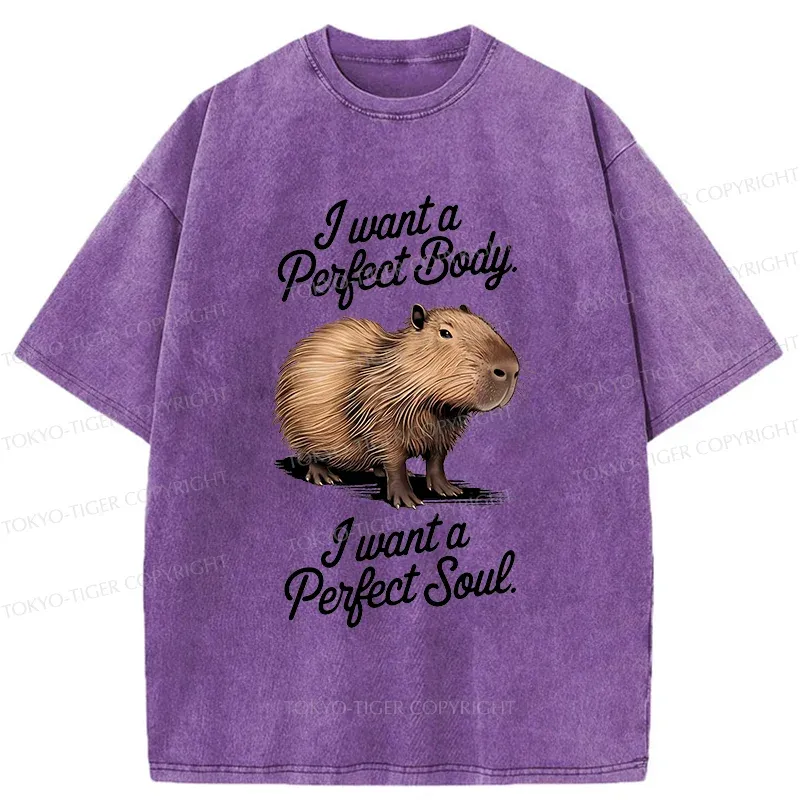 Tokyo-Tiger Capybaras Want Perfection Washed T-Shirt