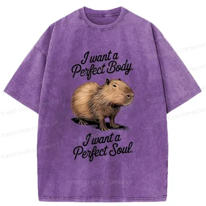 Tokyo-Tiger Capybaras Want Perfection Washed T-Shirt