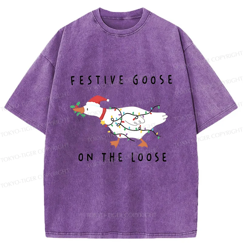 Tokyo-Tiger Stupid Goose Christmas Washed T-Shirt