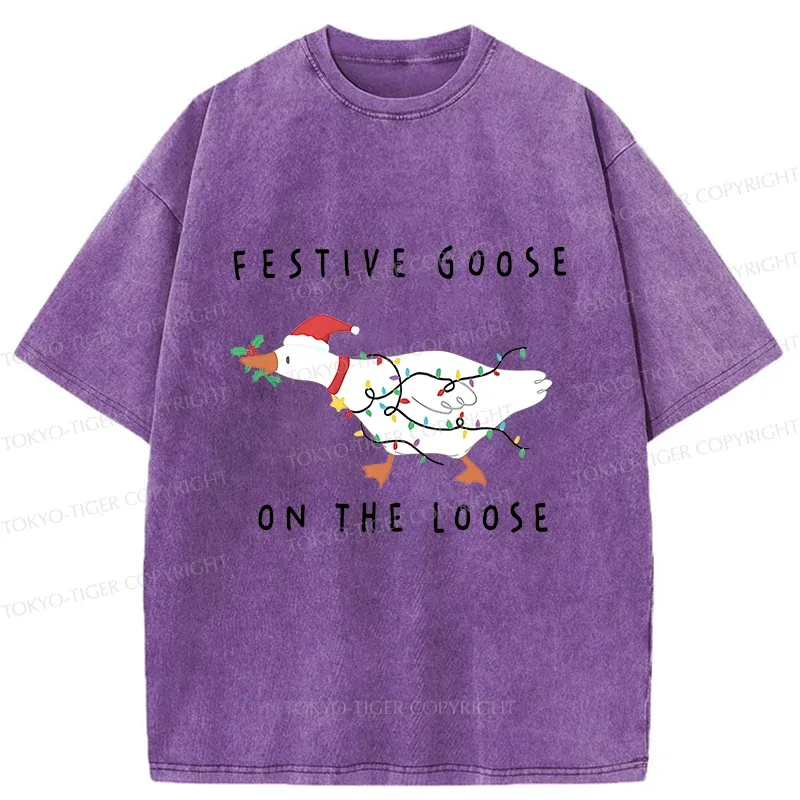 Tokyo-Tiger Stupid Goose Christmas Washed T-Shirt