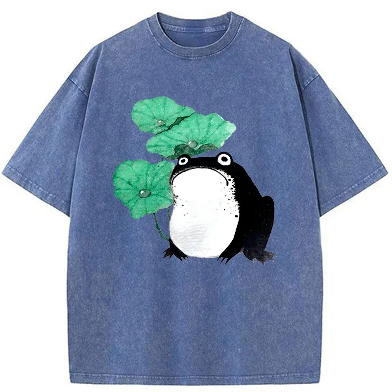 Tokyo-Tiger Lotus Leaf And Frog Washed T-Shirt