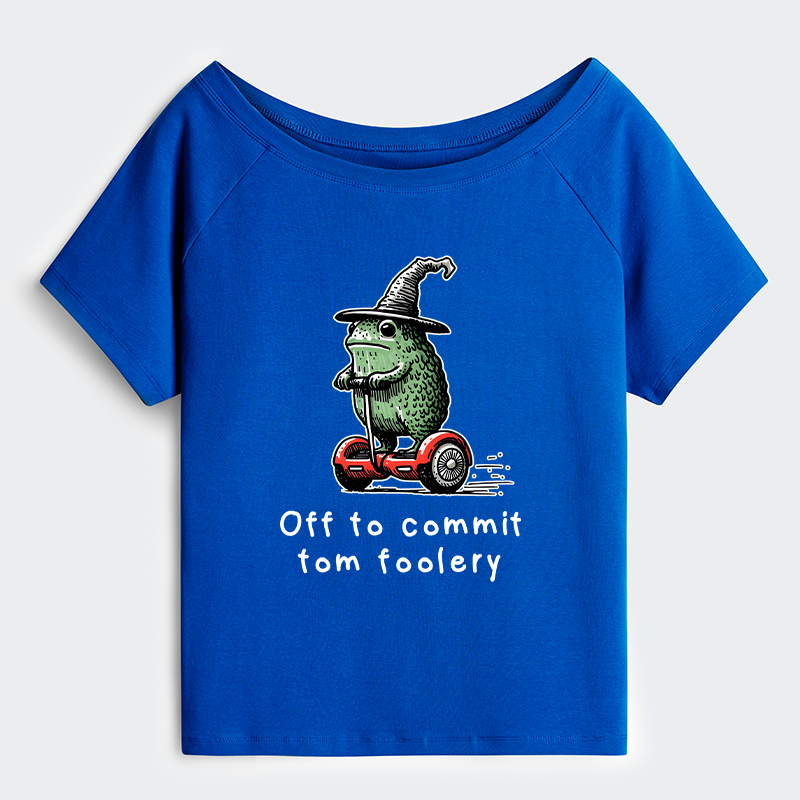 Tokyo-Tiger Frog Riding A Balance Scooter Off Shoulder T-Shirt