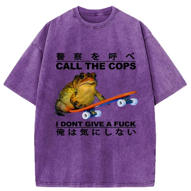 Tokyo-Tiger Funny Frog On Skateboard Washed T-Shirt Sale