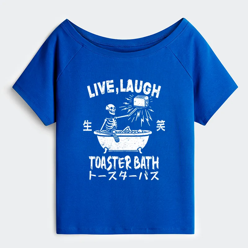 Tokyo-Tiger Funny Electric Shock Skeleton Off Shoulder T-Shirt