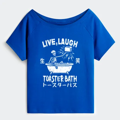 Tokyo-Tiger Funny Electric Shock Skeleton Off Shoulder T-Shirt