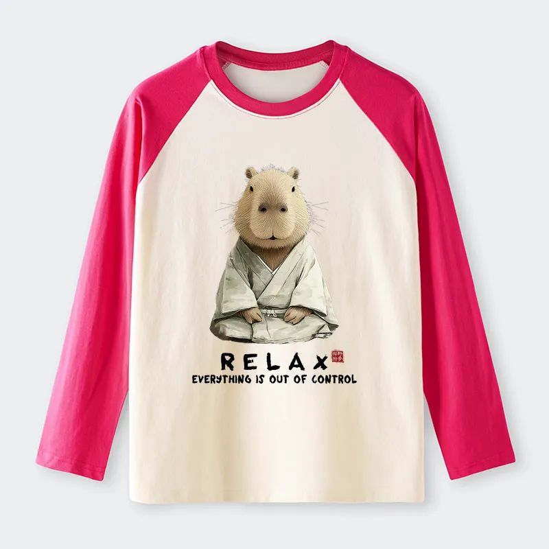 Tokyo-Tiger Zen Capybara：Relax, It's All Chaos Raglan Long Sleeve T-shirt