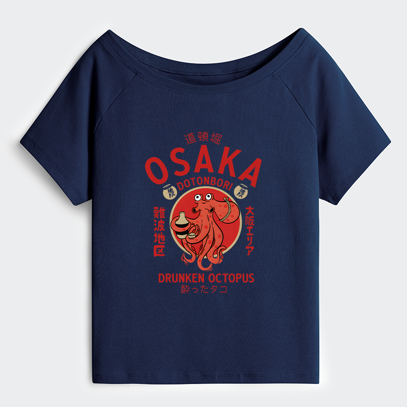 Tokyo-Tiger Drunken Octopus Japan Off Shoulder T-Shirt